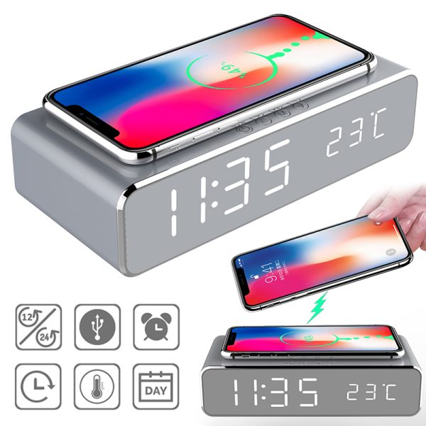 Digital Alarm Clock-Phone Wireless Charger