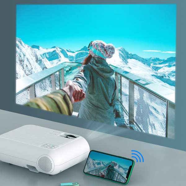 Portable Projector-4000 Lumens Mini Projector Wifi Smartphone 3D LCD LED Video Home Projector Movie Proyector