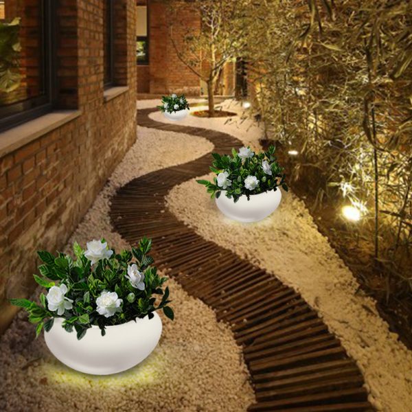 Luxury Potted Outdoor Garden Potted Plants -Decorative Plastic Pots -Color Changing Pot Lamp