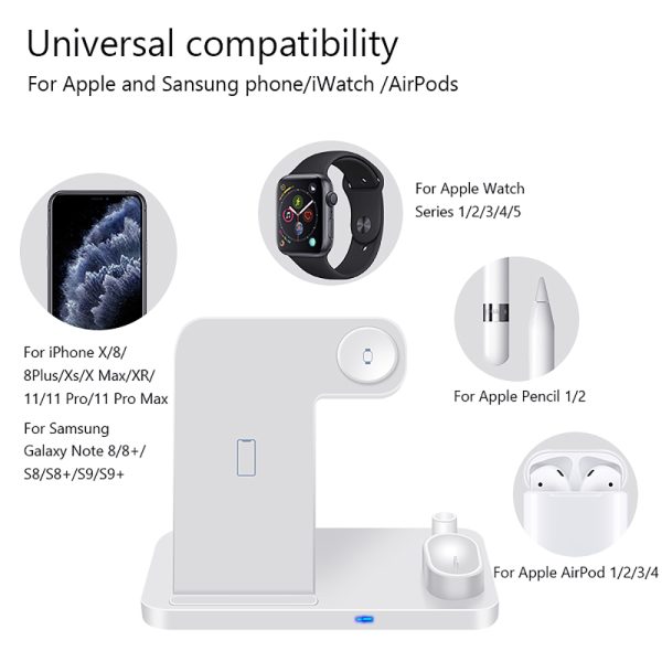 Fast Wireless Charger Stand For Apple 14-13-12-X 8 Apple Watch(4 in 1 15W)-Foldable Charging Station for Airpods 3 Pro