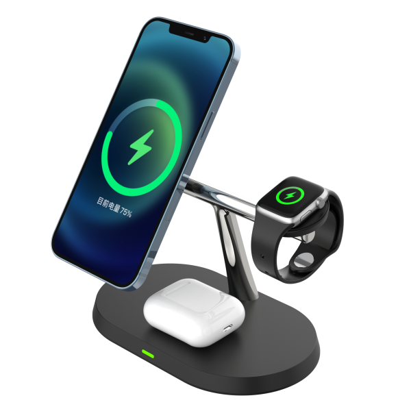 15W 3-in-1 Magnetic Wireless Charging Stand-Dock Charging Station