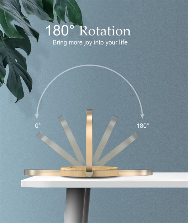 Wireless Charger 15W Fast Charge-180 Rotation Reading Lamp Wooden Pattern-Wireless Charging Stand