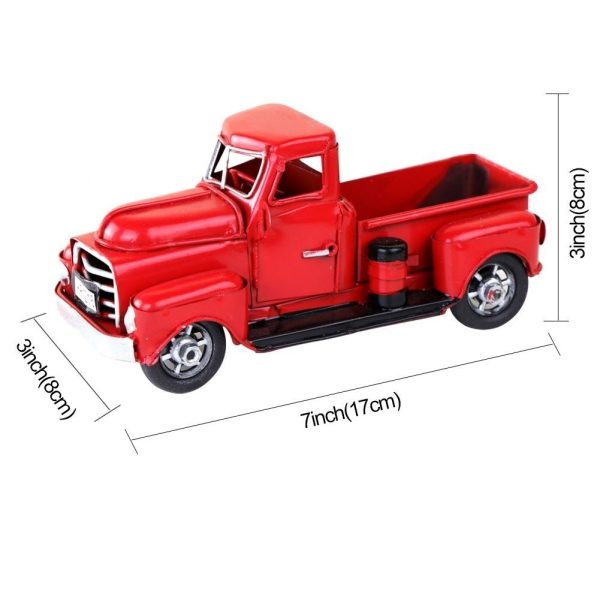 Red Metal Truck Christmas Party Decoration Table Trinket-Vintage Truck Trinket