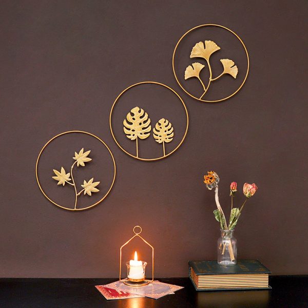 Custom Gold Luxury Leaves Wall Decoration Accesory