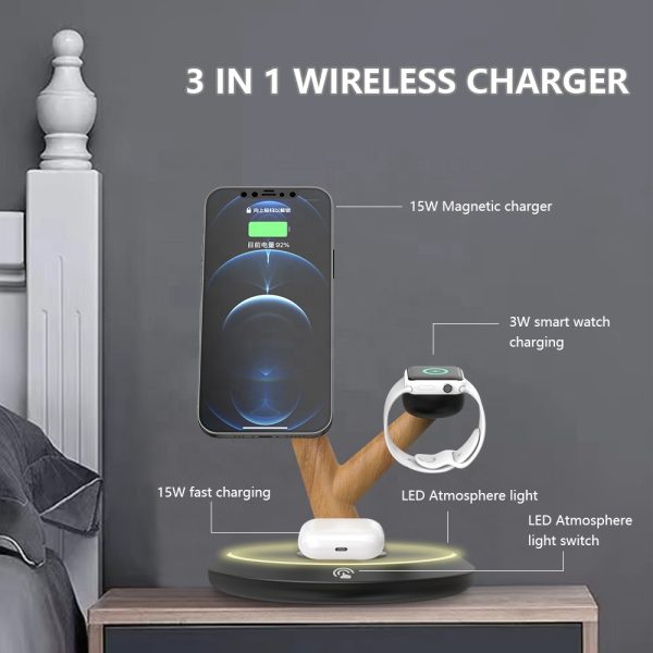 3 in 1 Dual 15W Quick Charge Portable Wireless Charger Type-C Type-S Micro-Usb
