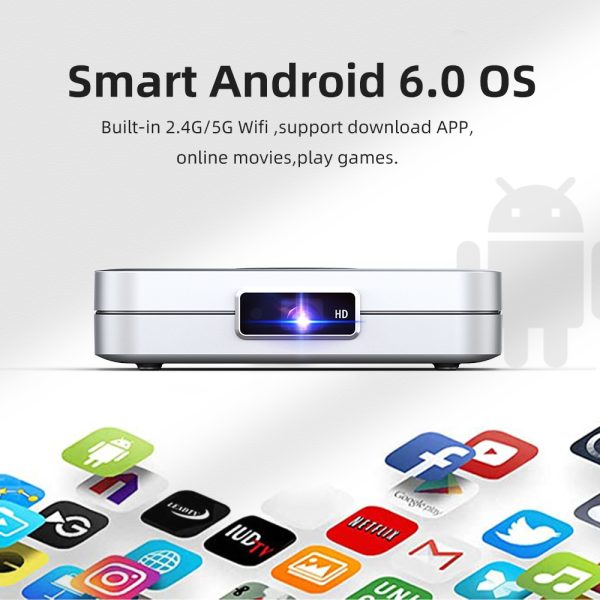 Mini Projector-Smart 4K Led Projector Android 800 ANSI High Brightness Portable Home Theater Wifi Projector