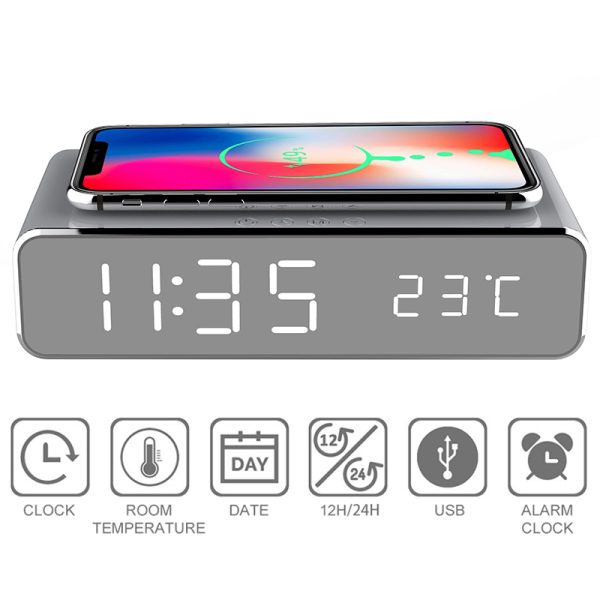 Digital Alarm Clock-Phone Wireless Charger