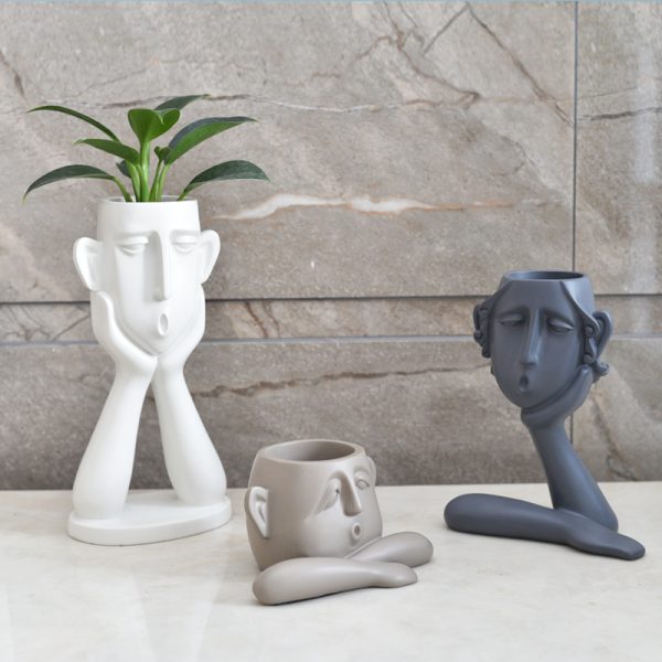 Pot Garden Flower-Pot Human Face Shaped-Decorative Plastic Flower Pots
