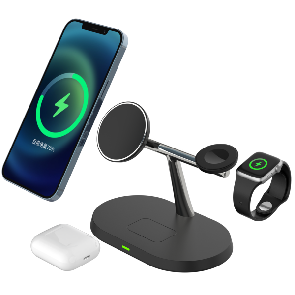 15W 3-in-1 Magnetic Wireless Charging Stand-Dock Charging Station