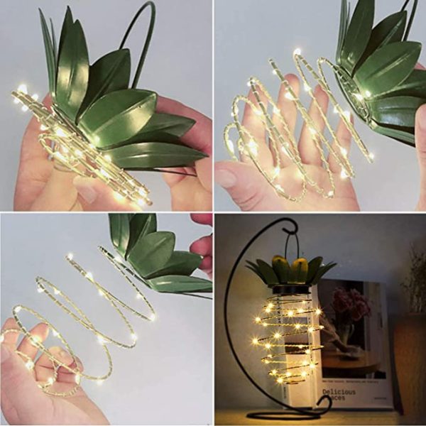Solar Lights Outdoor Garden Metal Pineapple Design 30 LED Waterproof