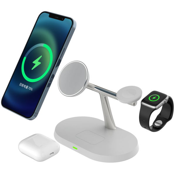 15W 3-in-1 Magnetic Wireless Charging Stand-Dock Charging Station