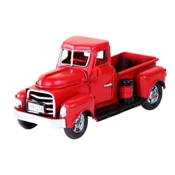 Red Metal Truck Christmas Party Decoration Table Trinket-Vintage Truck Trinket